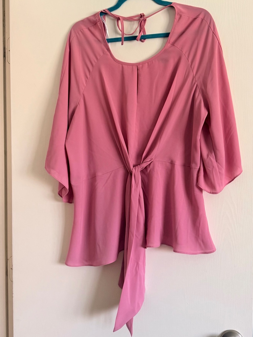 City Chic Rose-Pink Tie-Front Blouse - Picture 9 of 13